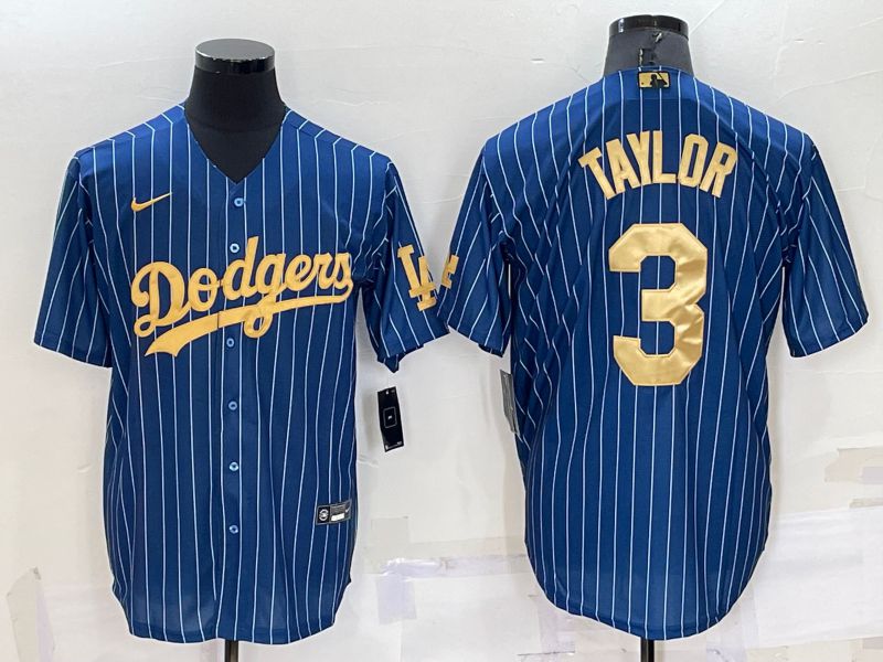 Men Los Angeles Dodgers #3 Taylor Blue Gold Throwback Nike 2022 MLB Jerseys->kansas city chiefs->NFL Jersey
